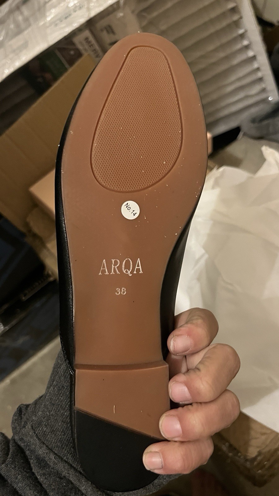 Arqa Mules Almond Toe Leather Flats Slip-on. Loafers. Black. EU 38/size 7