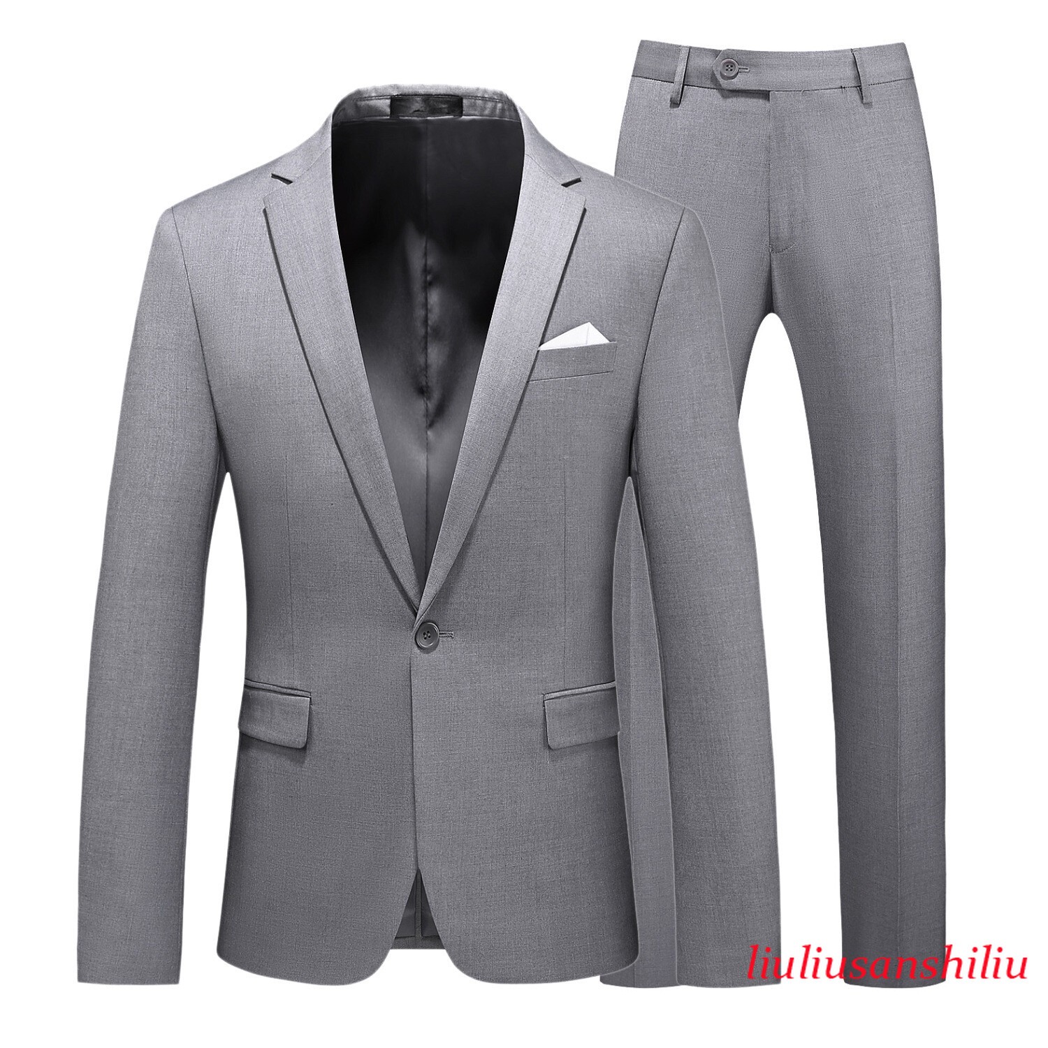 Men’s One Button Formal Suits 2pcs Blazer Jacket Pants Slim Party Grooms Wedding