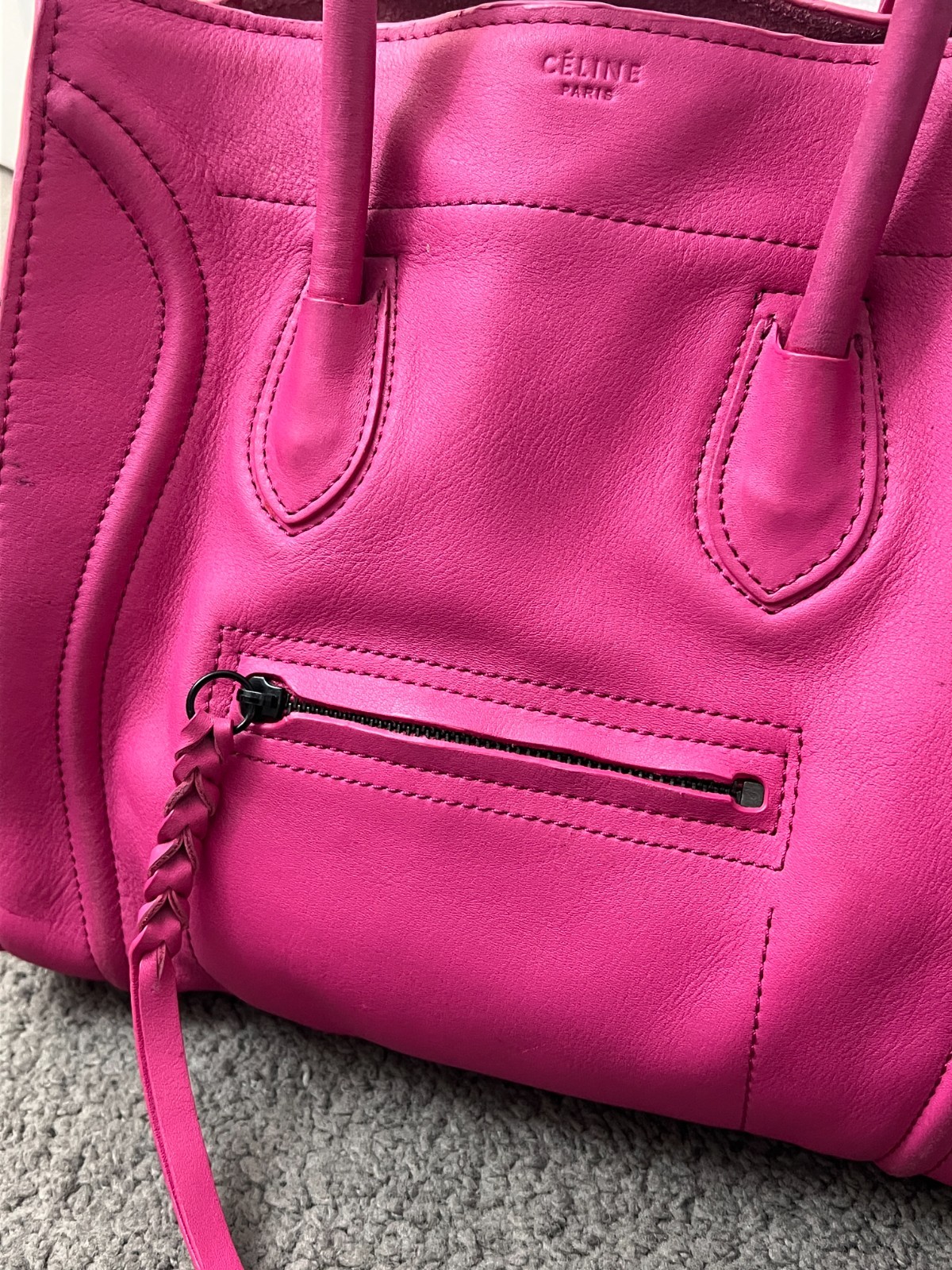 CELINE Luggage Phantom Hand Bag Leather Pink