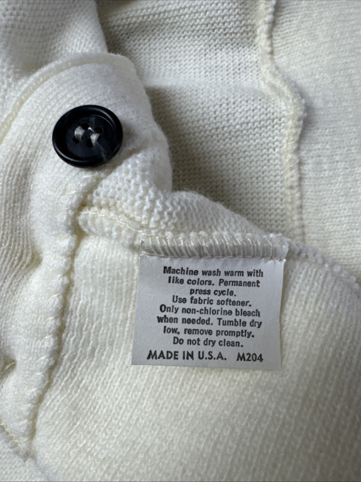 Vintage Jantzen Ivory White Hipster Button Up USA Made Cardigan Sweater