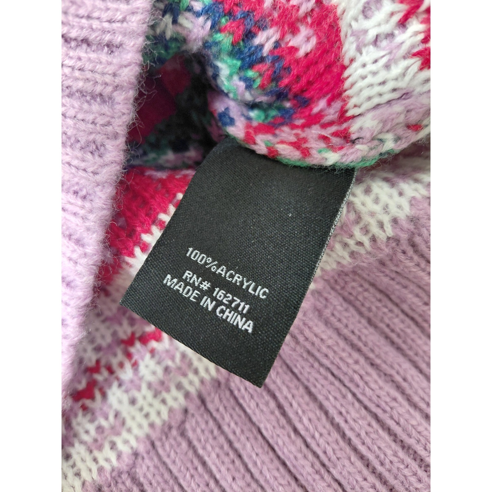 33 Degrees Womens Purple Fair Isle Snowflake Mock Neck Cropped Sweater Small