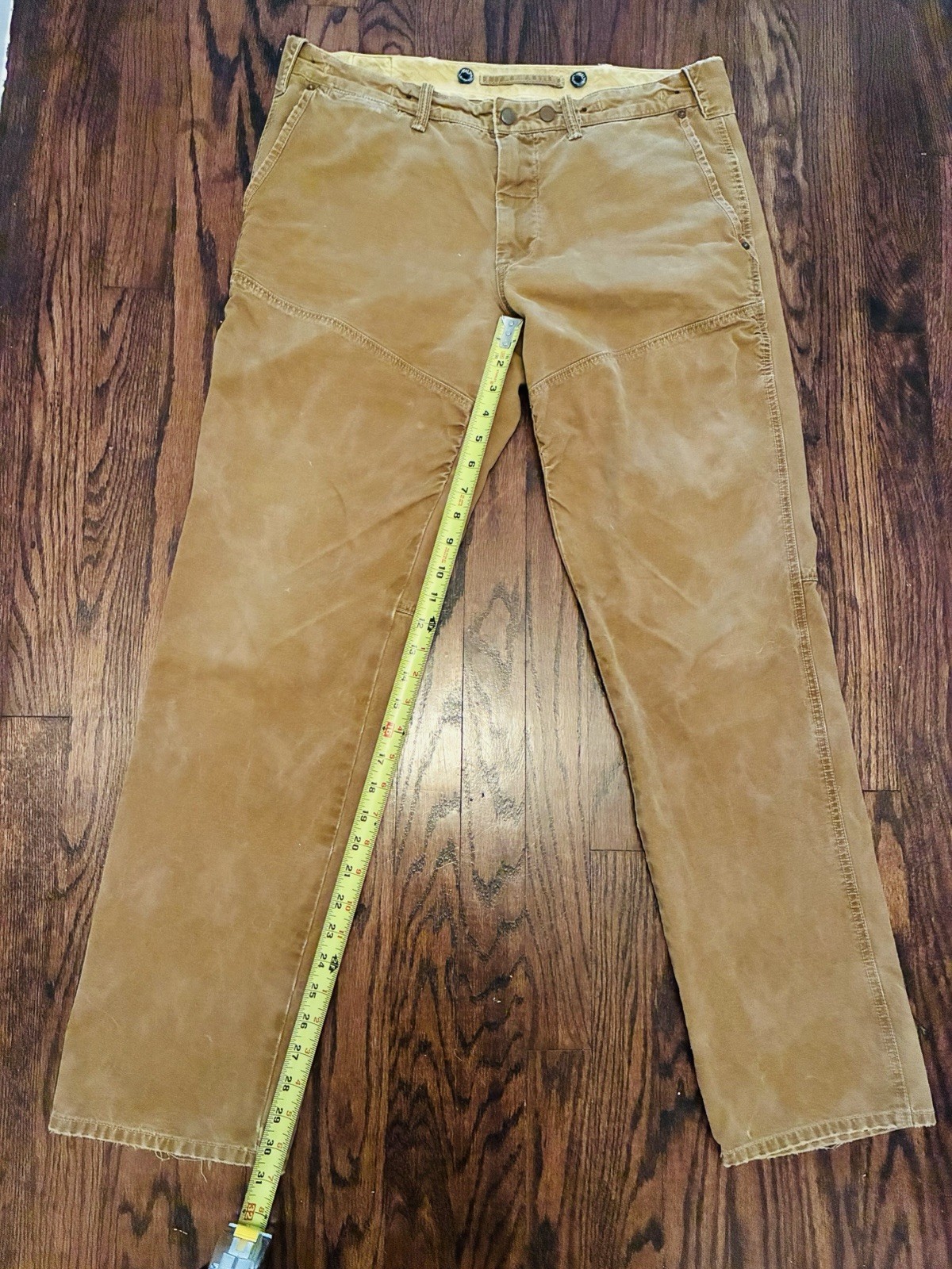 Vintage Polo Ralph Lauren Double Knee Waxed Canvas Pants Hunting Tan 34×32
