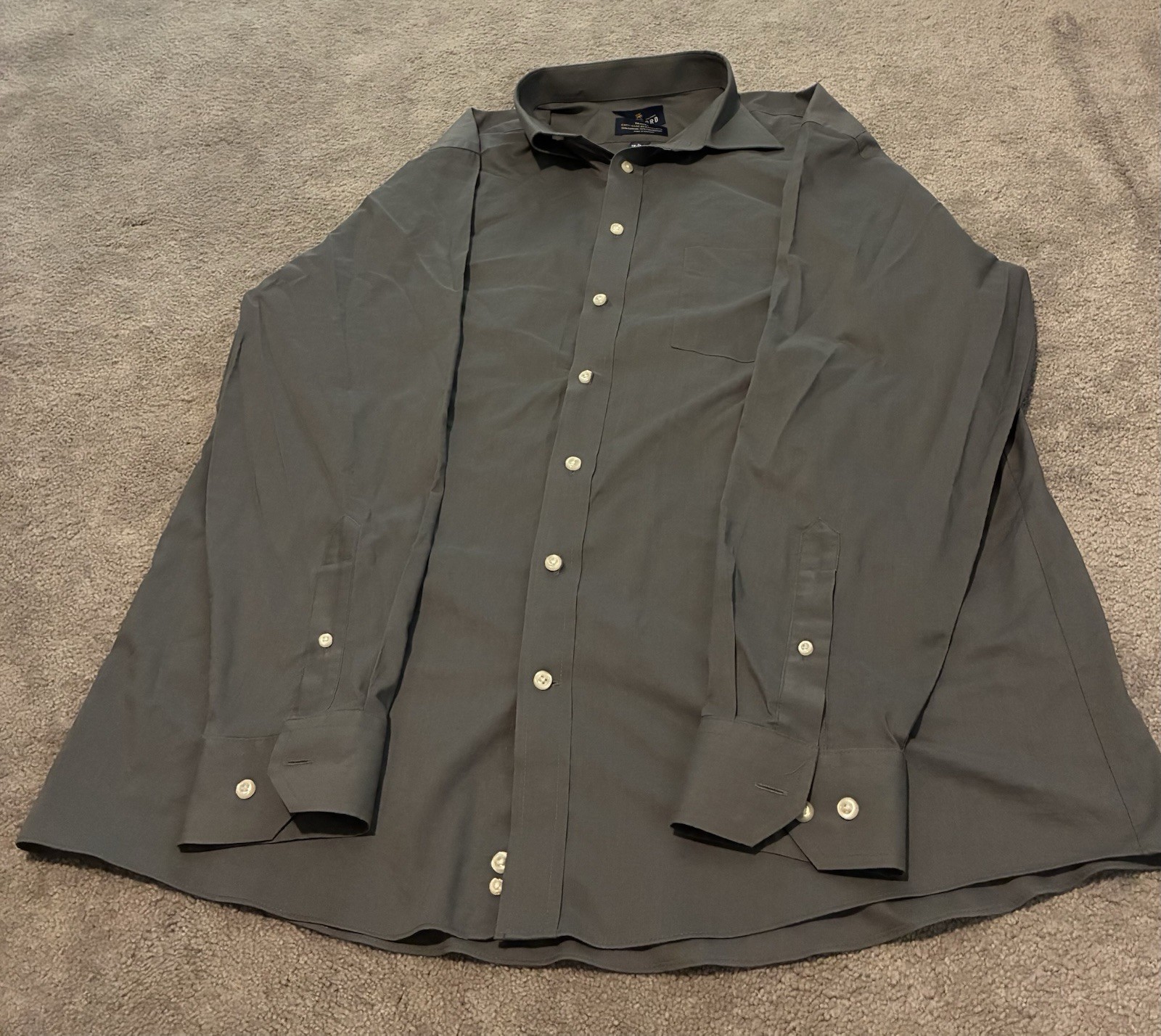 Stafford Broadcloth Easy Care Travel Dress Shirt Gray L 16-16.5 34/35 Reg