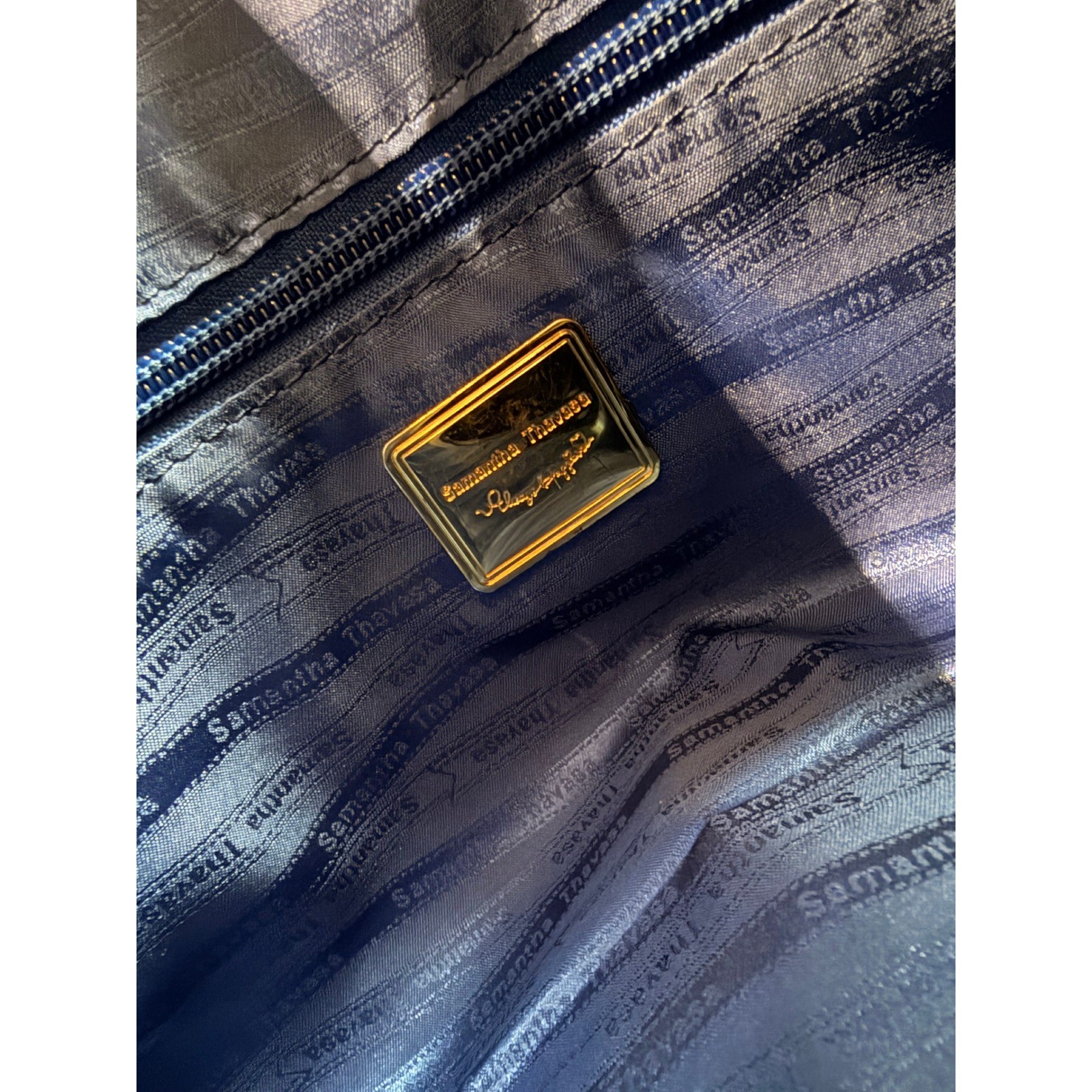 Samantha Thavasa Light Blue Pebbled Leather Satchel Bag with Gold Hardware