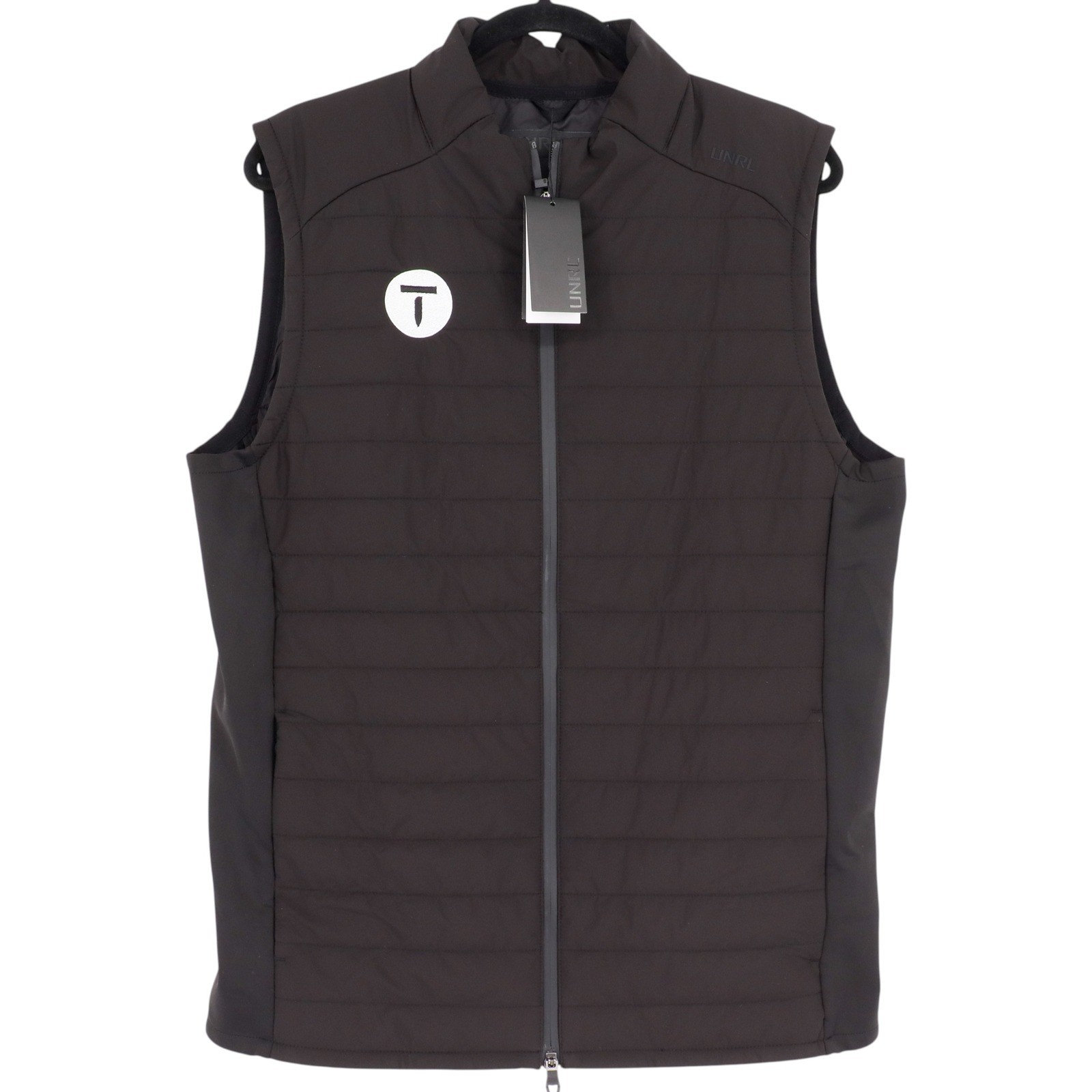 UNRL Vancouver Quilted Vest Company Logo Mens Size Medium Black Full Zip NWT