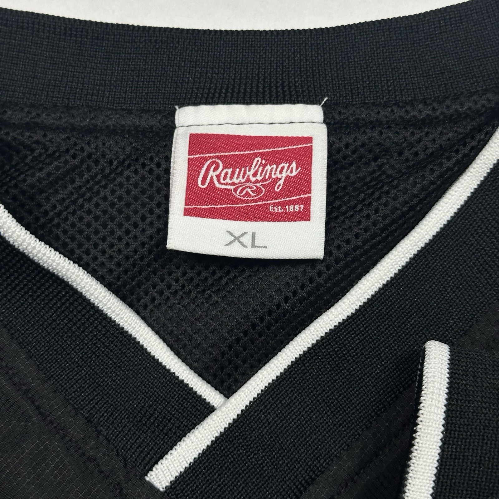 Rawlings Windbreaker Jacket Mens XL Black V-Neck Lightweight Pullover Baseball