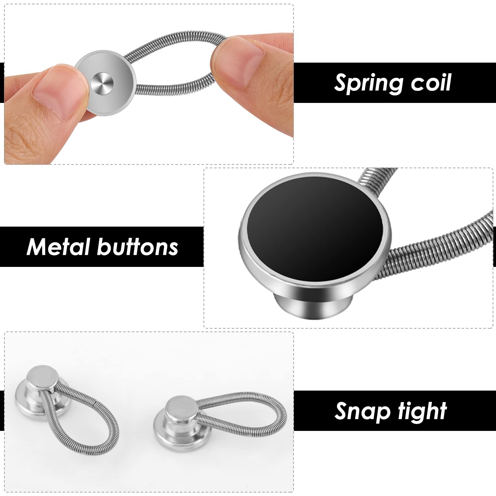Collar Extenders for Mens Shirts,9Pcs Neck Button Black, Silver, White