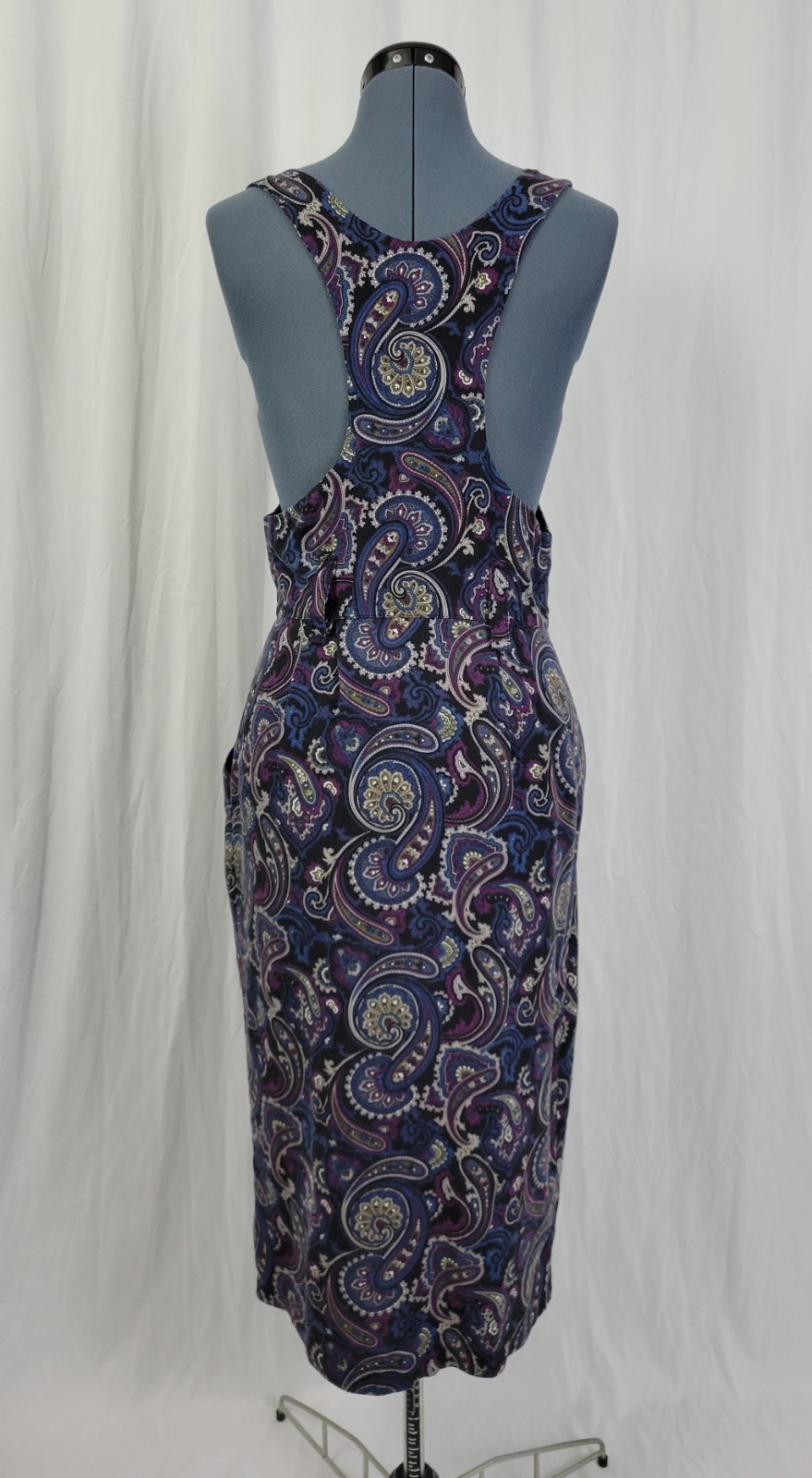Vintage Outback Red Blue/Purple/Grey Paisley Jumper w Deep Neckline Size 8