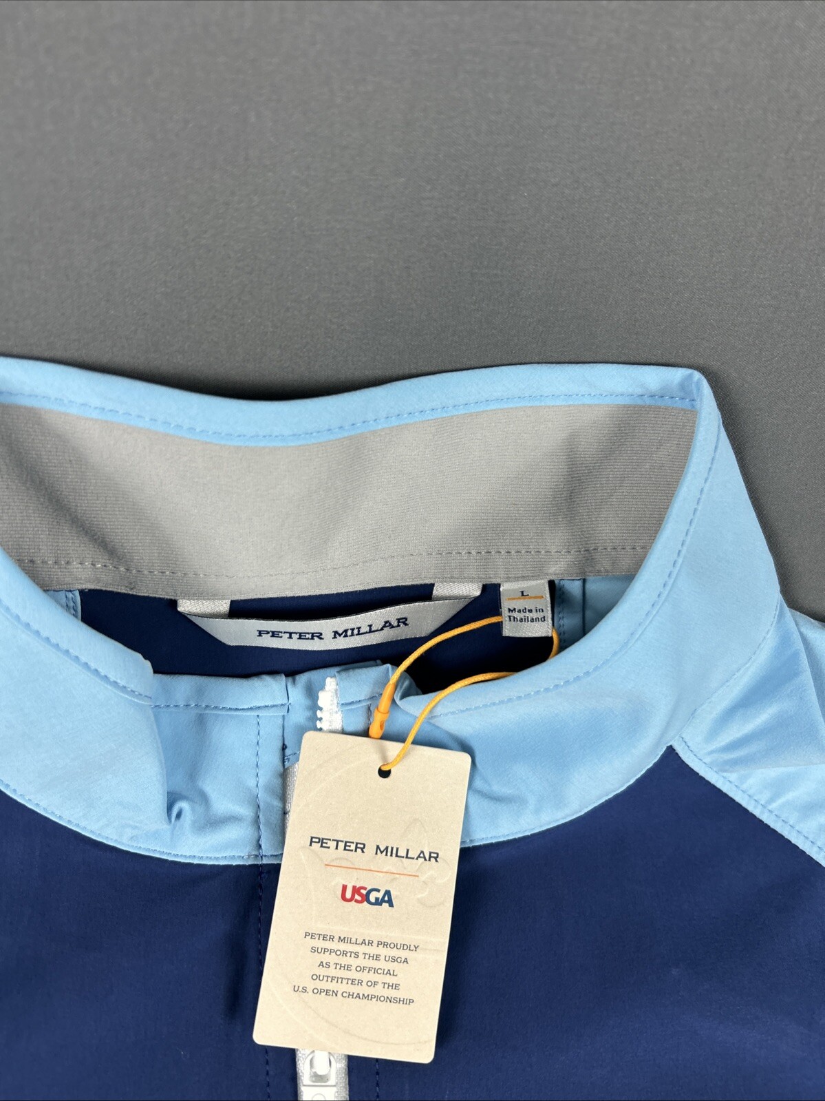 Peter Millar Golf Rain Jacket Pinehurst US Open Logo Large Blue Crown Sport NWT