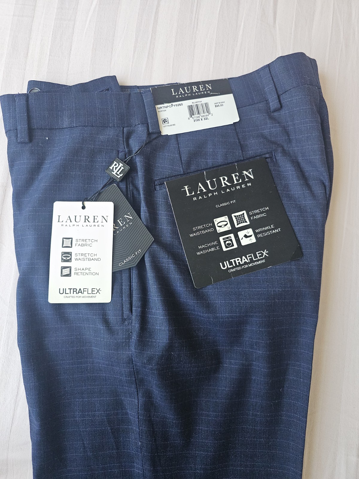 Lauren Ralph Lauren Pants Men’s 31×32 Blue Norton Classic Fit Dress Ultraflex