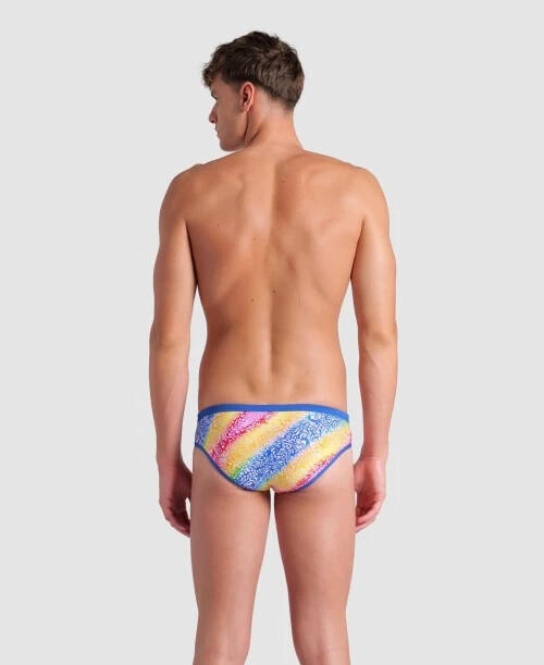 Arena men pink rainbow swim brief bikini swimwear size 30 32 34 36 38