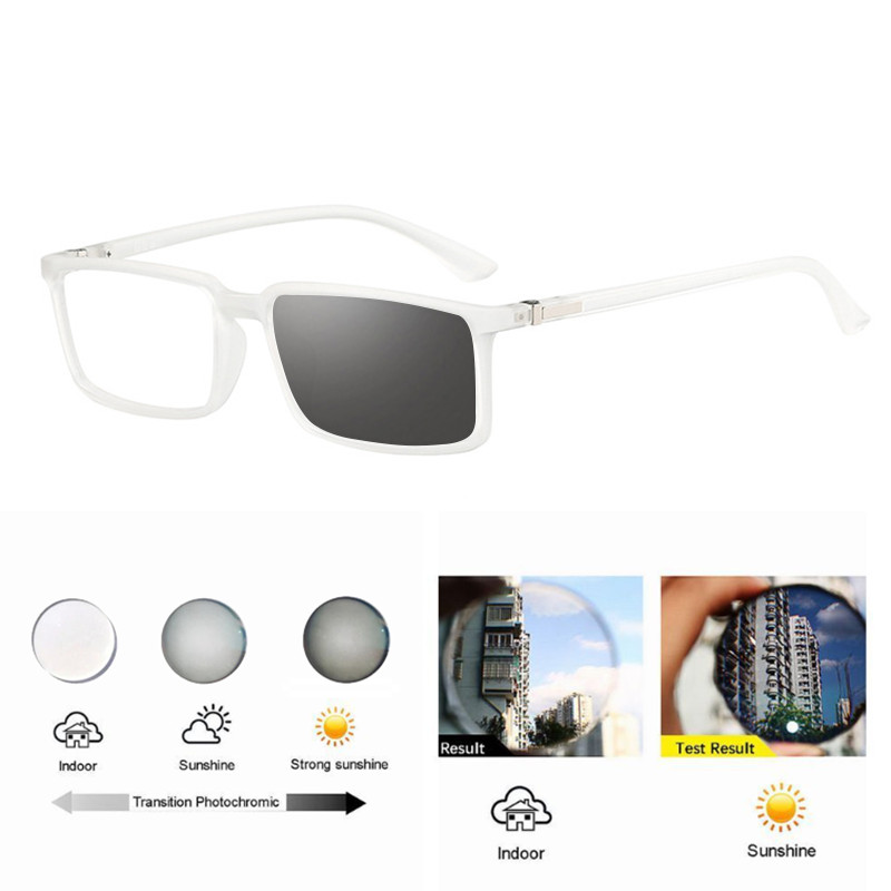Men TR90 Square Photochromic Reading Glasses UV400 Premium Sunglasses Readers