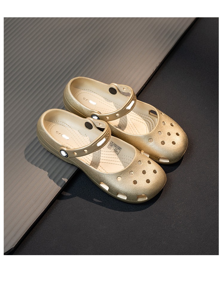 crocc Women Ballet Platform Clogs Gold Glitter Slip On Non Slip Casual Sandals