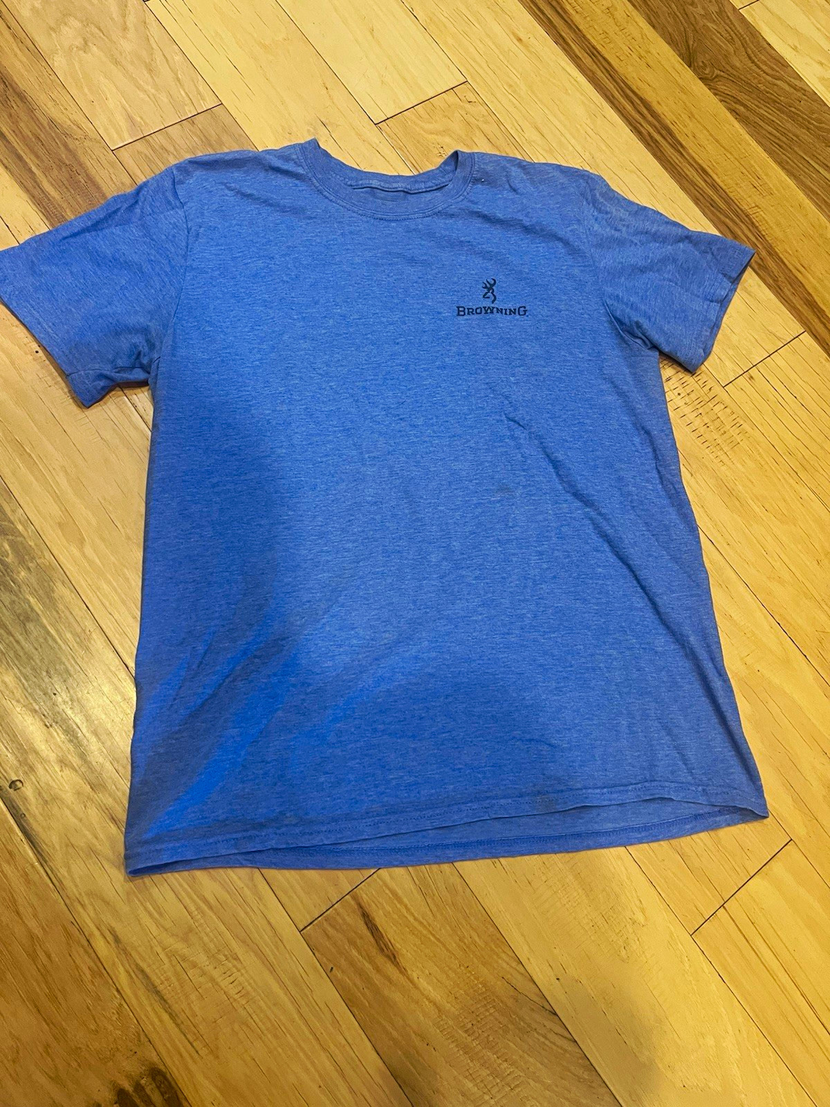 Browning Men’s L Regular Blue USA Graphic Logo Double-Sided Crew Neck Tee