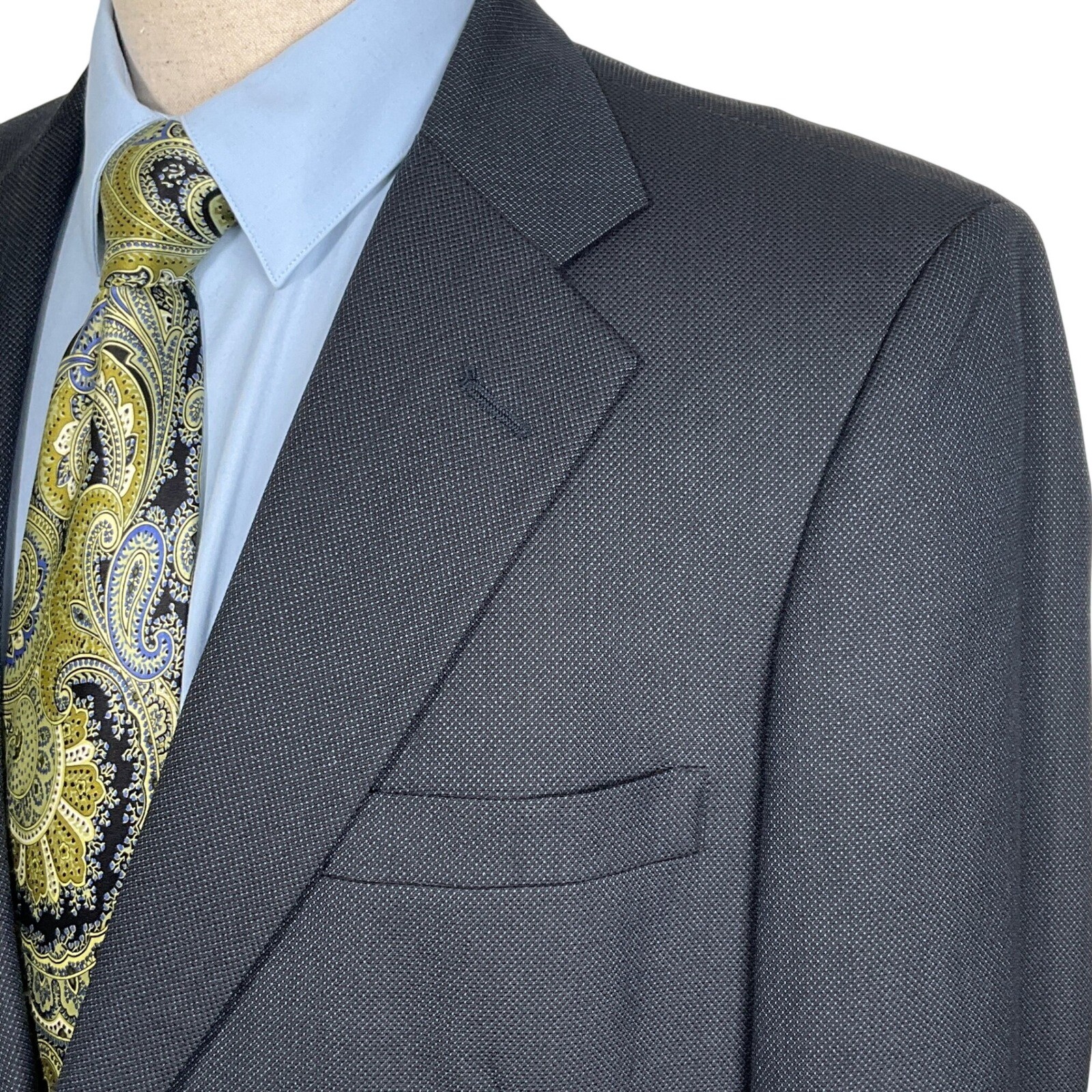 Tom James Corporate Image Blazer Men 42 Blue Black Birdseye Two Button Jacket