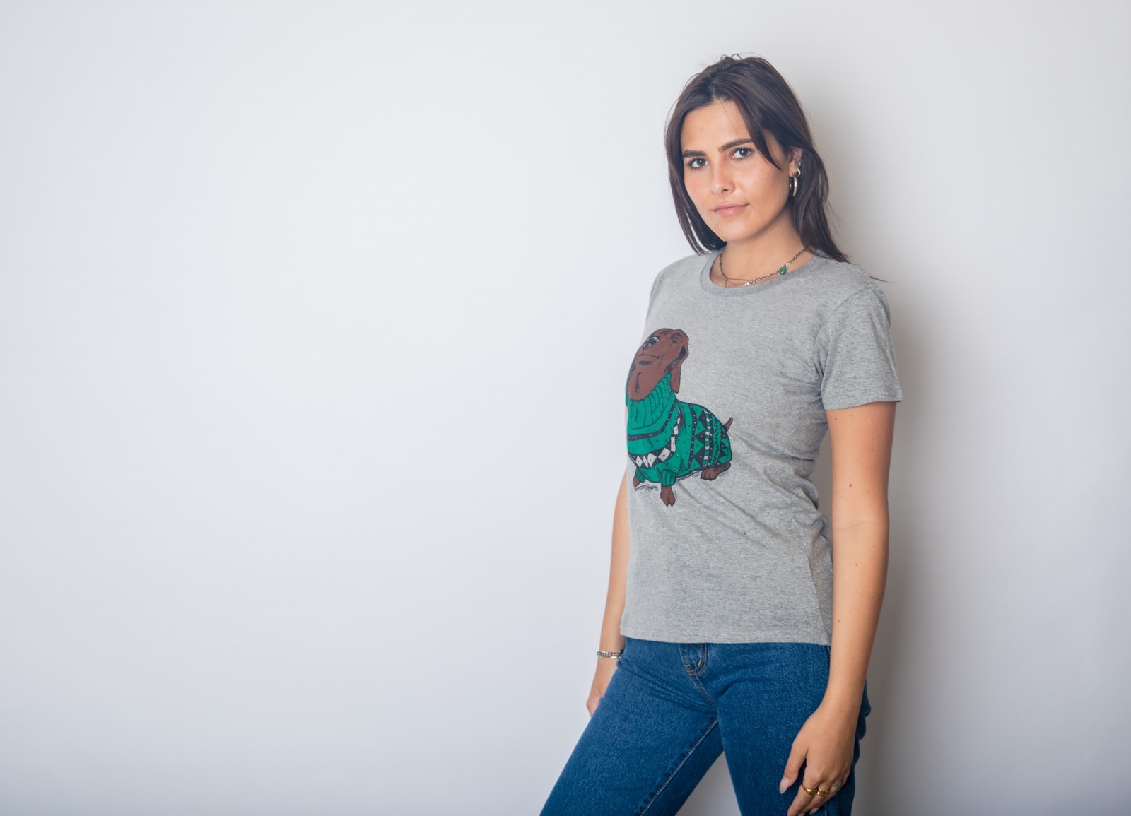 Womens Wiener Dog Ugly Christmas Sweater T shirt Dachshund Pet Owner Mom Tee