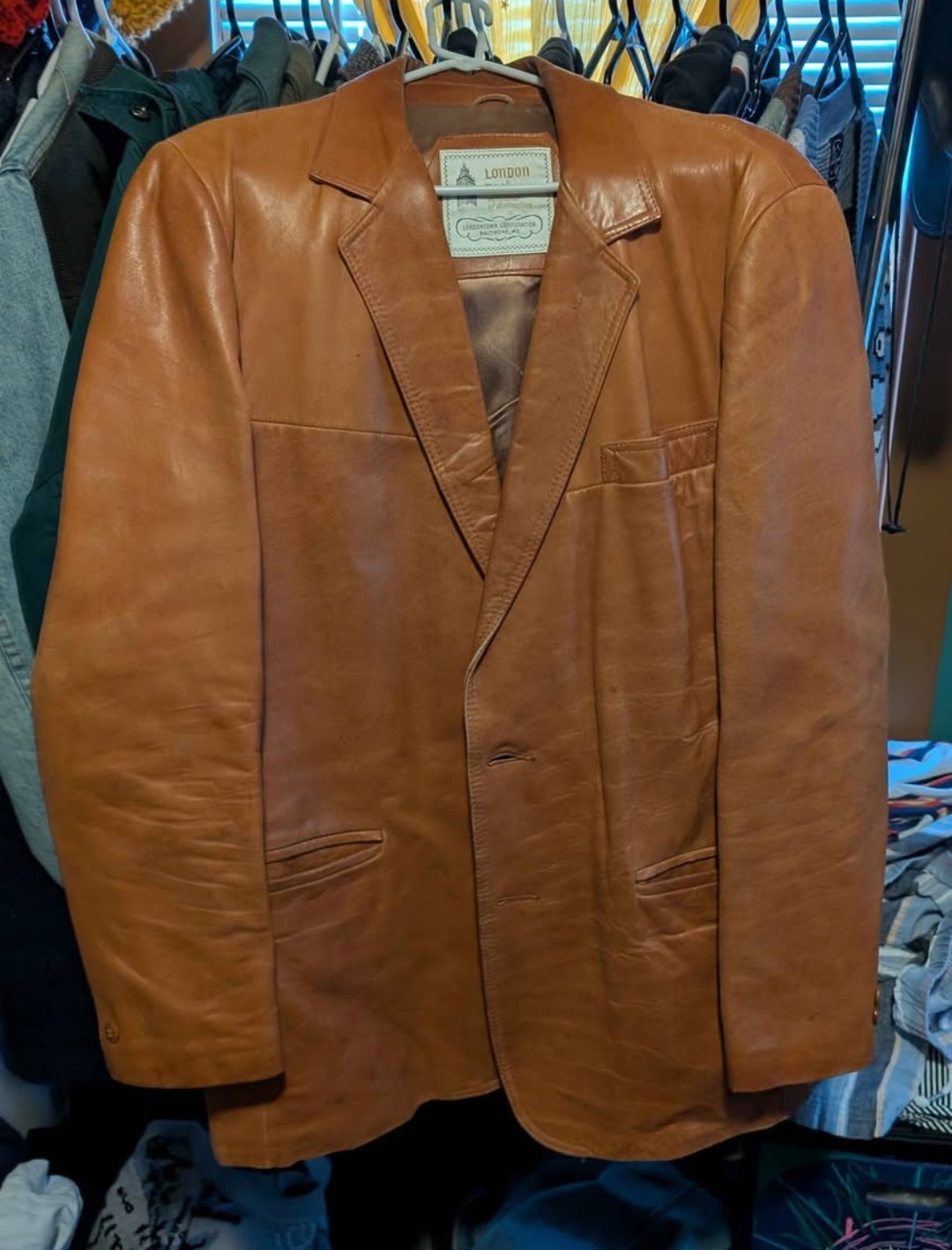 Men’s London Fog Leather Jacket Size 44 Long