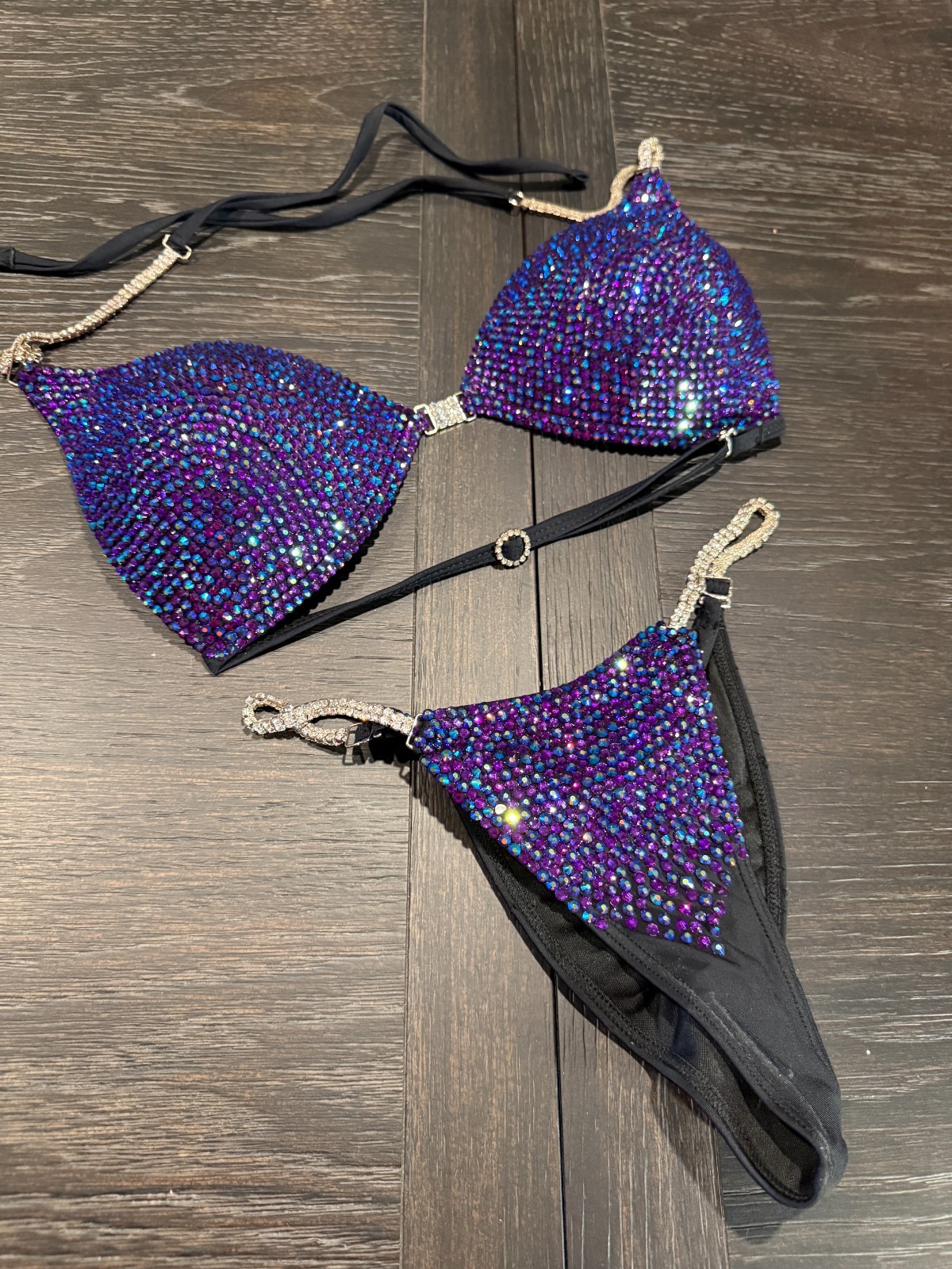 NPC Competition Bikini Suit D Cup Tie Back Crystal Stage Suit Unworn