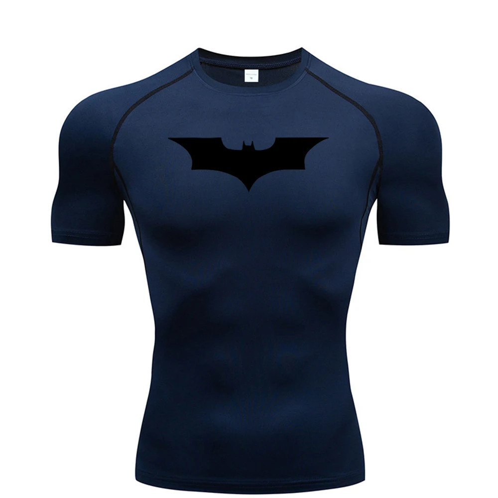 Bat Printed Men’S Tight T-Shirt Running Compression Compression T Shirt Gym Fitn