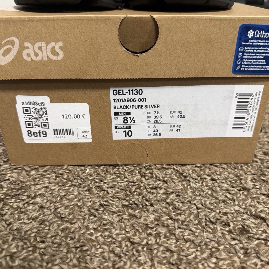 ASICS GEL-1130 Women’s Running Sneakers Black/Pure Silver Mesh 1201A906-001