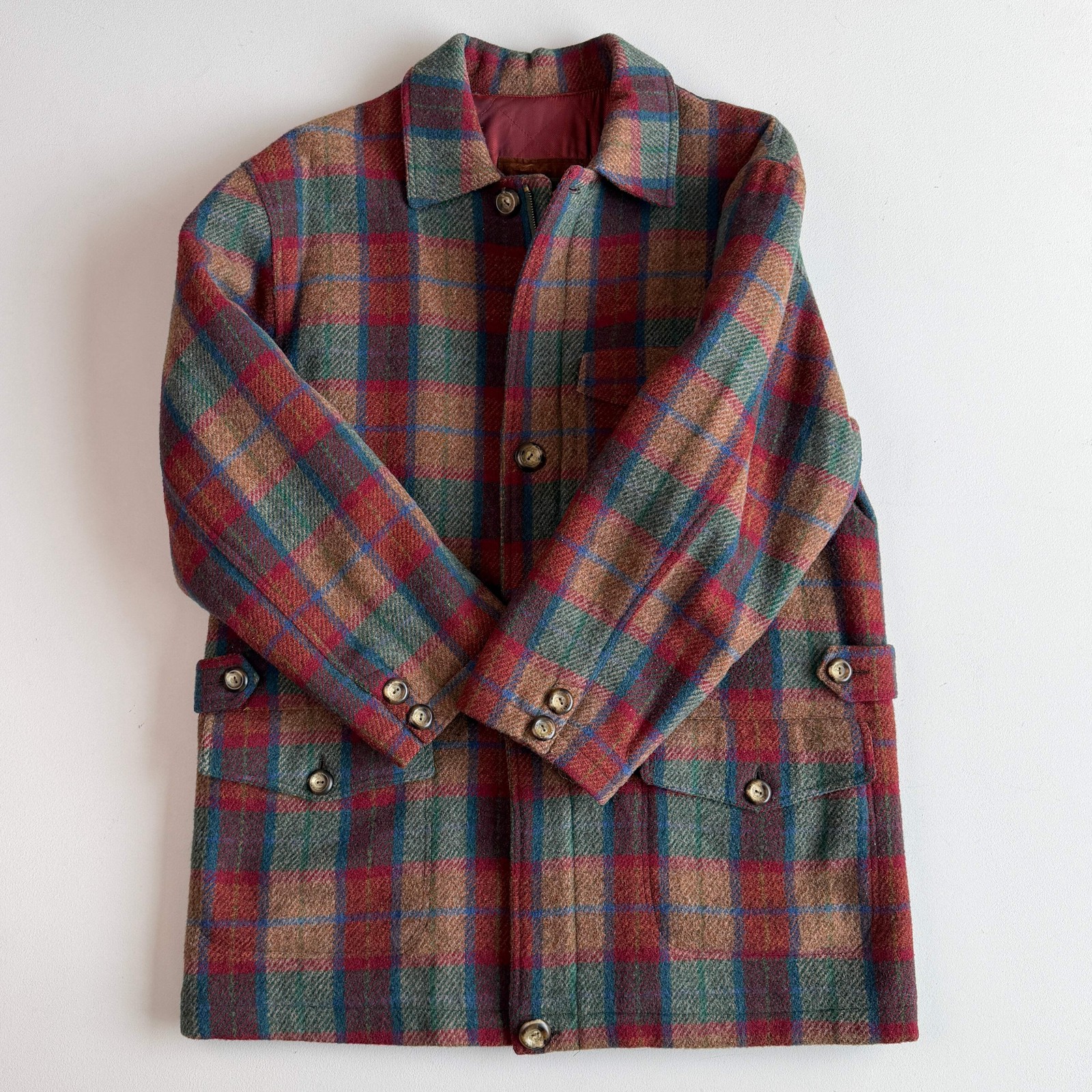 Paul Stuart (52IT / L) Plaid Wool Quilt Lined Hunting Chore Coat