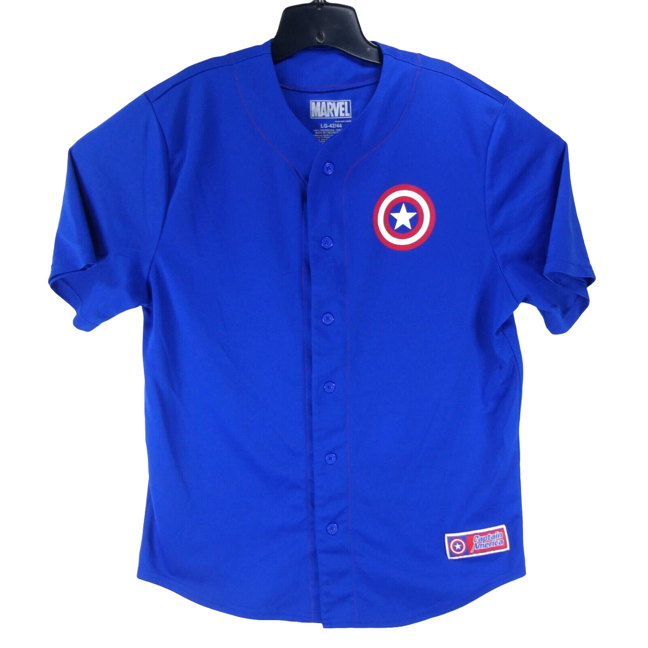 Marvel Captain America Men’s Blue Size Large (42/44) Baseball Jersey #41