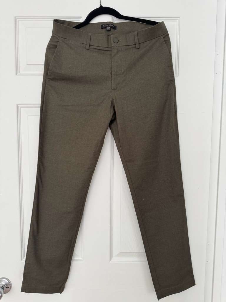 Banana Republic Pants Men’s 31×30 Olive Green SlimFit Core Temp Chino Flat Front