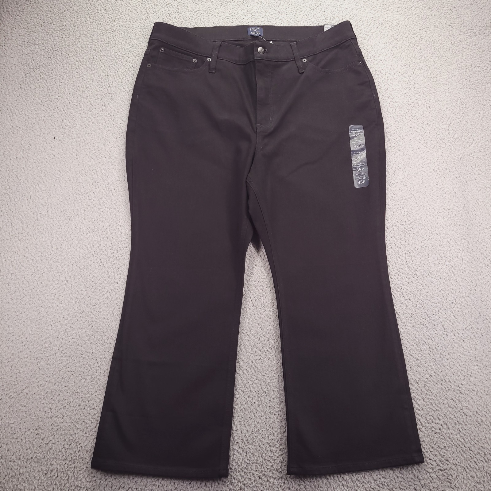 J CREW Factory Jean Womens Size 35P High Rise Flare Crop Black Stretch Denim NEW