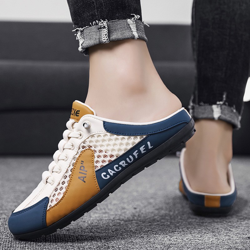 Men’s Mules Flats Slippers Casual shoes Slip on Half Closed Toe Fashion Loafers