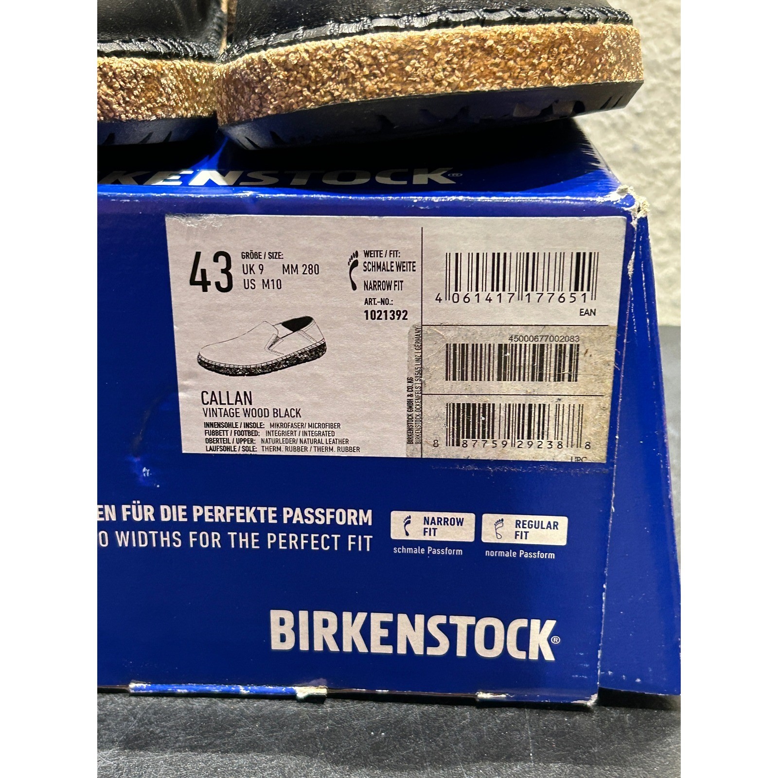 Birkenstock Callan Leather Black EU 43 US M10 Mens