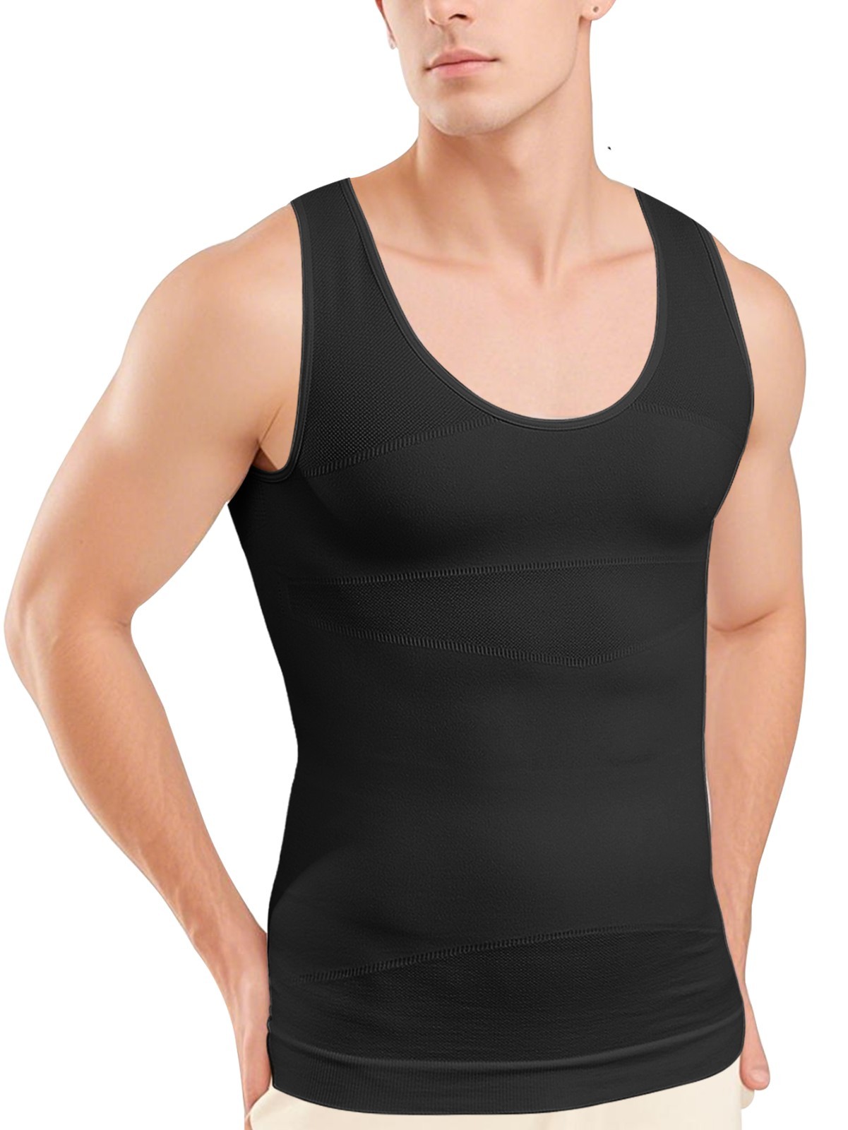 2Pack Men’s Compression Tank Top Slimming Body Shaper Vest Workout Base Layer