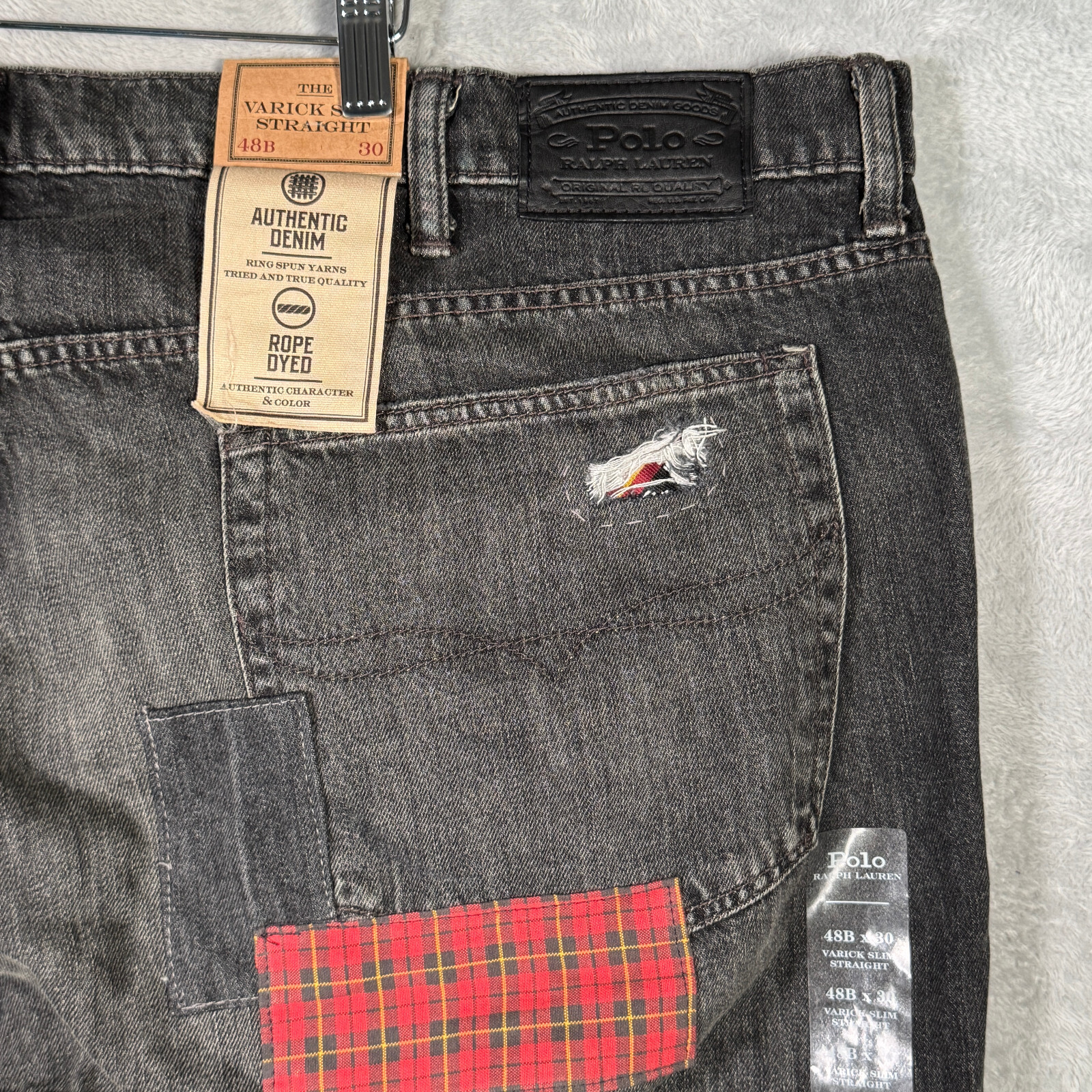 Ralph Lauren Jeans Mens 48×30 48B Black Denim Varick Graffiti Patchwork Skull