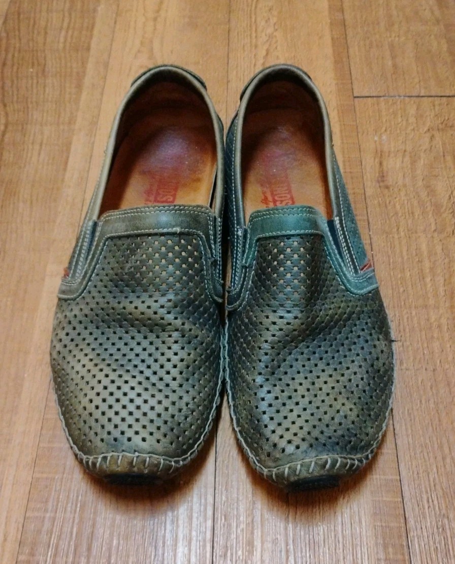 Pikolinos Azores Driving Shoes Perforated Leather Mesh Green Mens Size 41/8