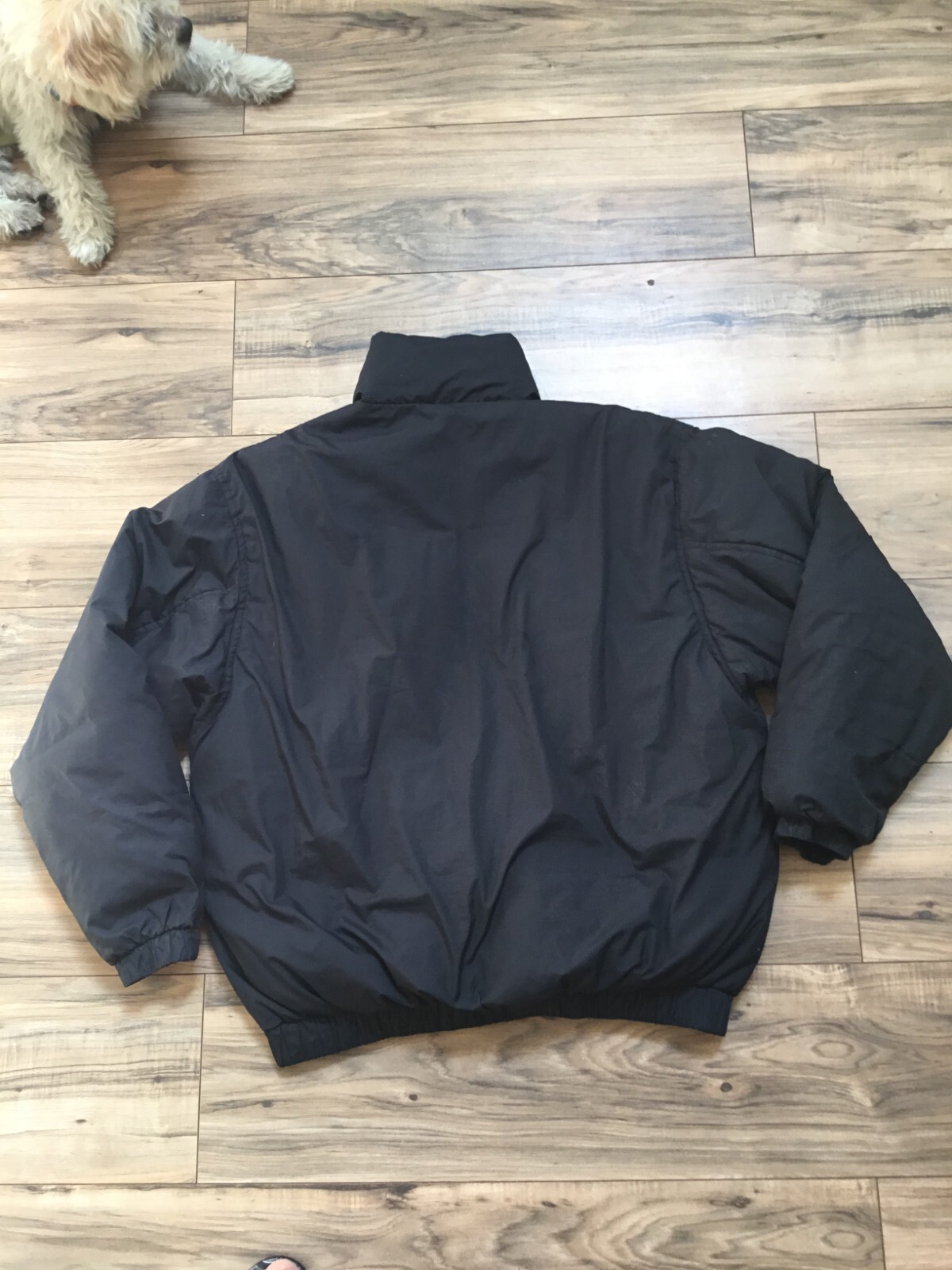 OBEY Cropped Puffer Jacket Half Zipper Quilted Logo Kangaroo Pockets Blk S