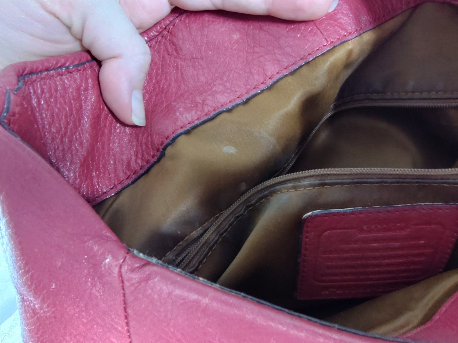 Coach H1369 26224 Madison Phoebe Pebbled Red Leather Shoulder Tote Bag ST48