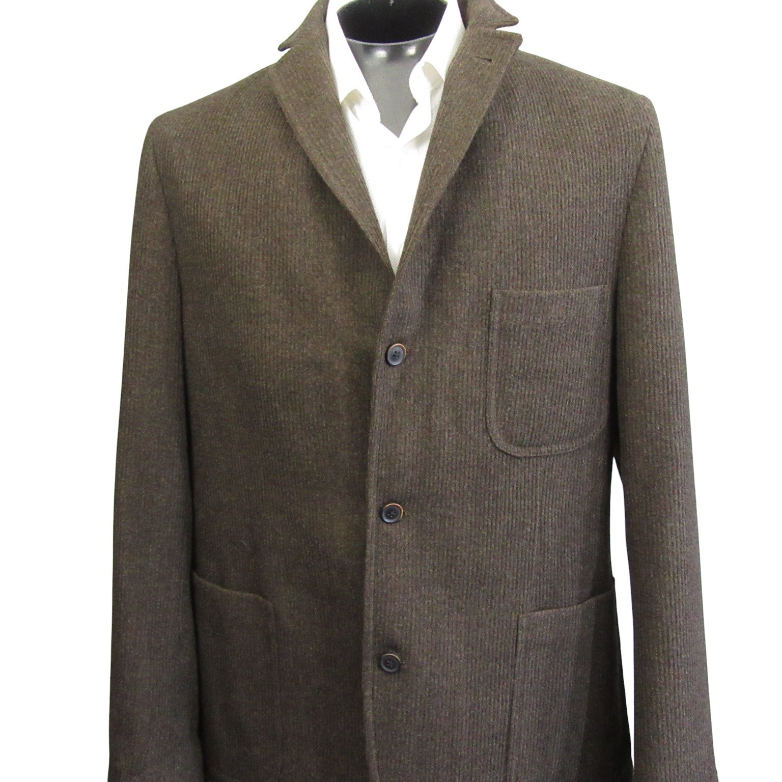 Kroon Tweed Sport Coat 46L 3 Button Brown Textured Stripe Unstructured 2 Vent