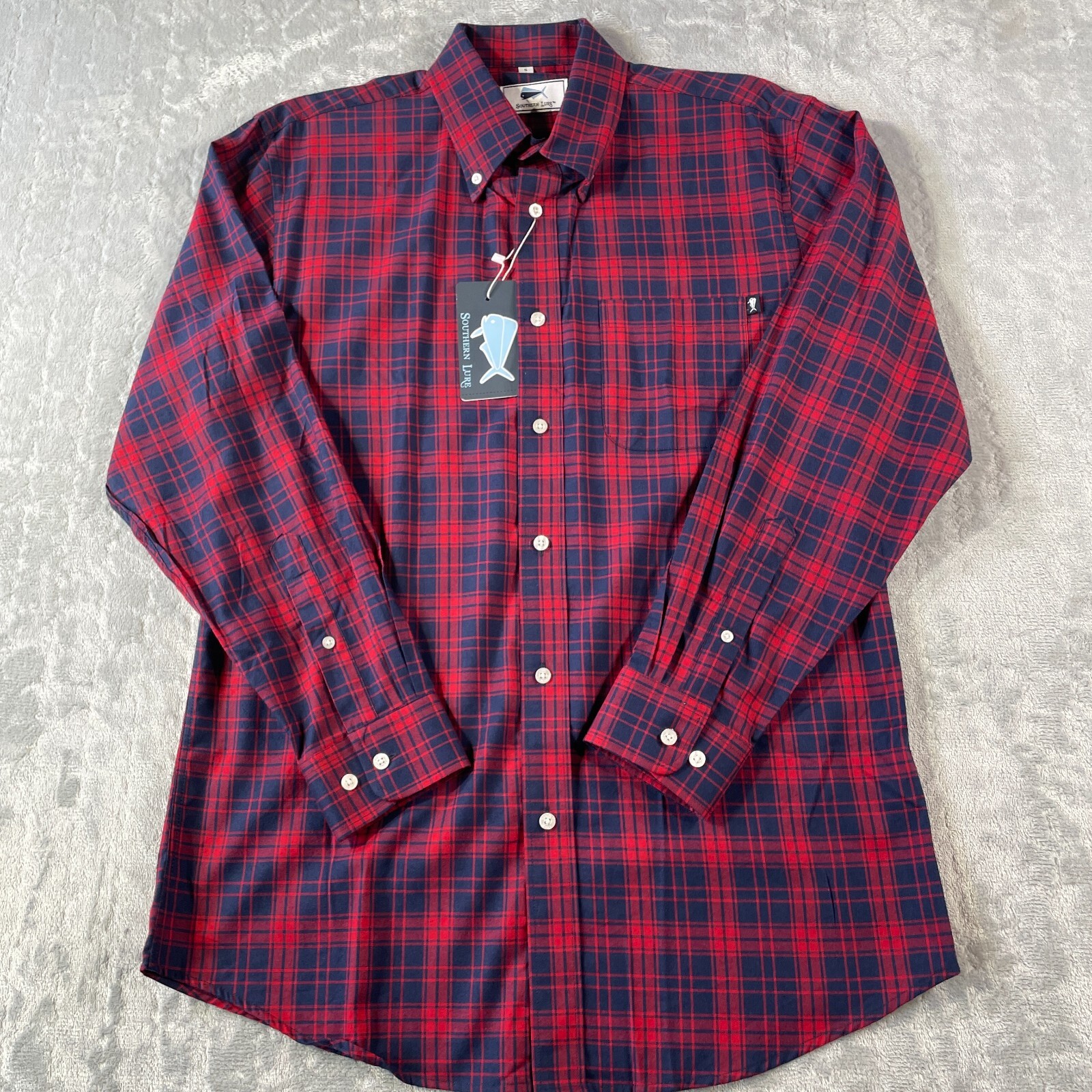Southern Lure Shirt Men Size Small Plaid Preppy Casual Fishing Outdoor Casual