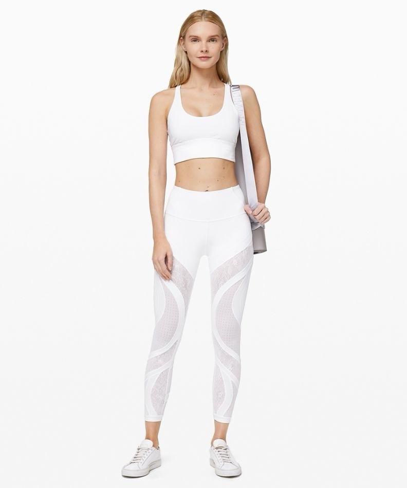 Lululemon Wunder Under High Rise Tight 25” Lace.White.Sz 4.*Minor Stain See Pics