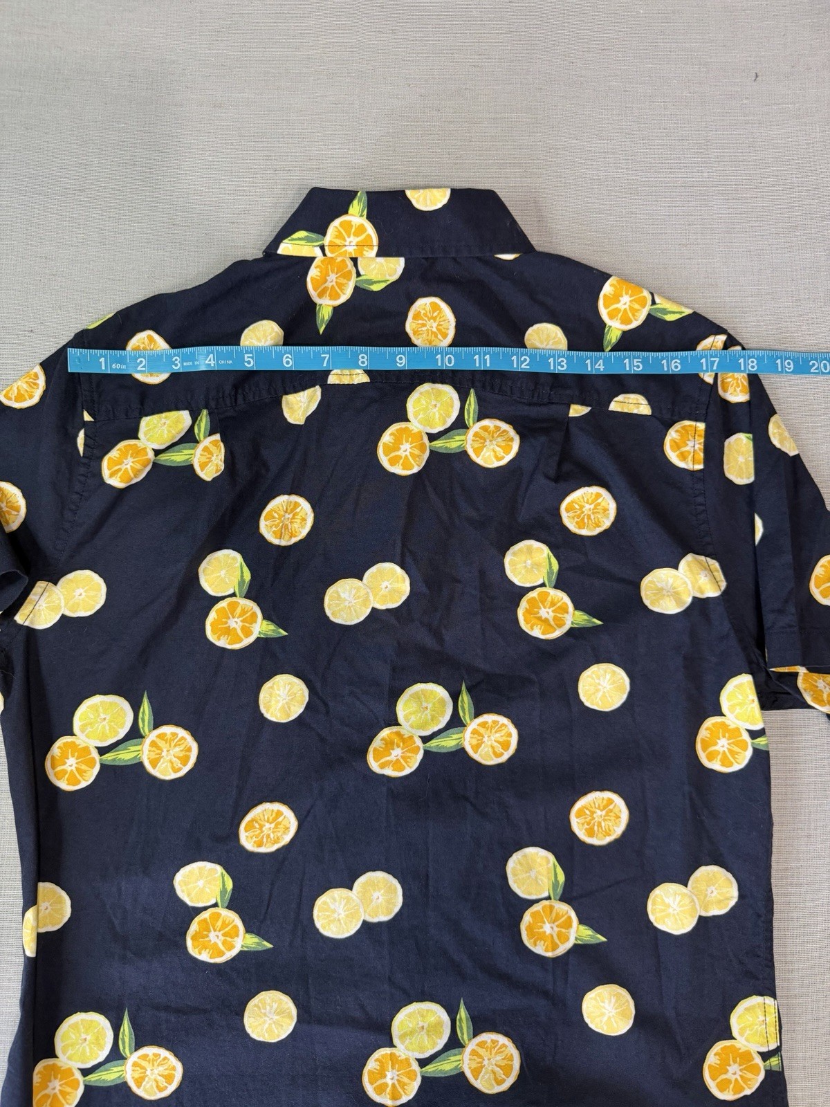 Goodfellow & Co Slim Blue Fruit Print Button-Down Shirt Pockets M S/S 00238-7