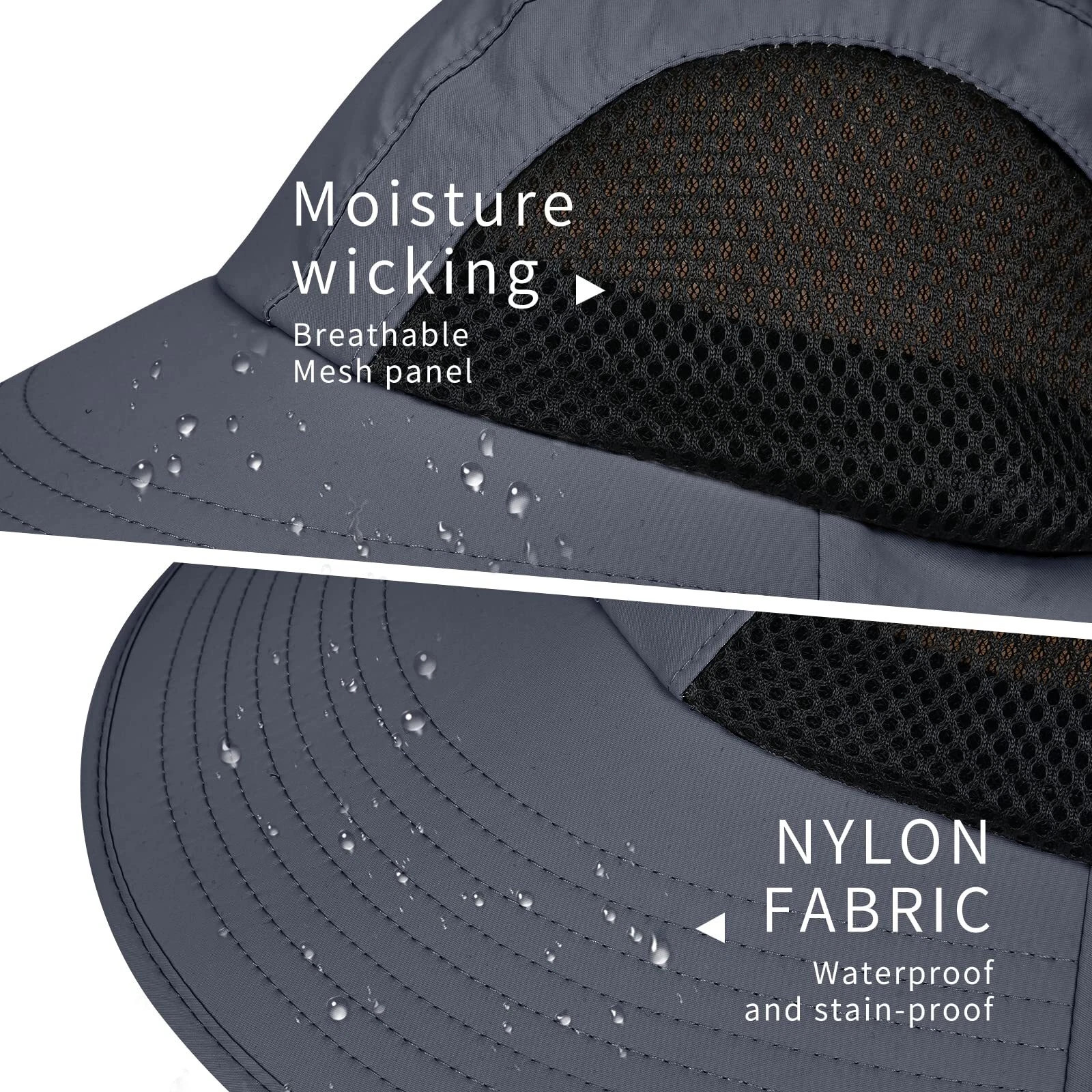 Wide Brim Sun Hat with Neck Flap UV Protection Hiking Fishing Cap for Men Women