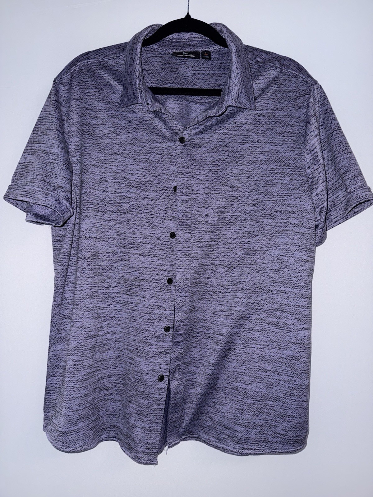 Marc Anthony Men’s Slim Fit Short Sleeve Button Up Shirt Blue Gray Size Large
