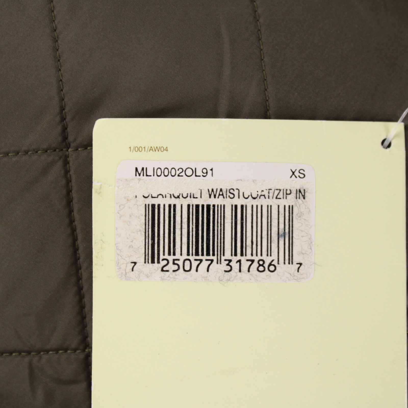 Barbour NWT 100% Polyamide Polar Quilt Waistcoat Size XS In Solid Greenish Brown