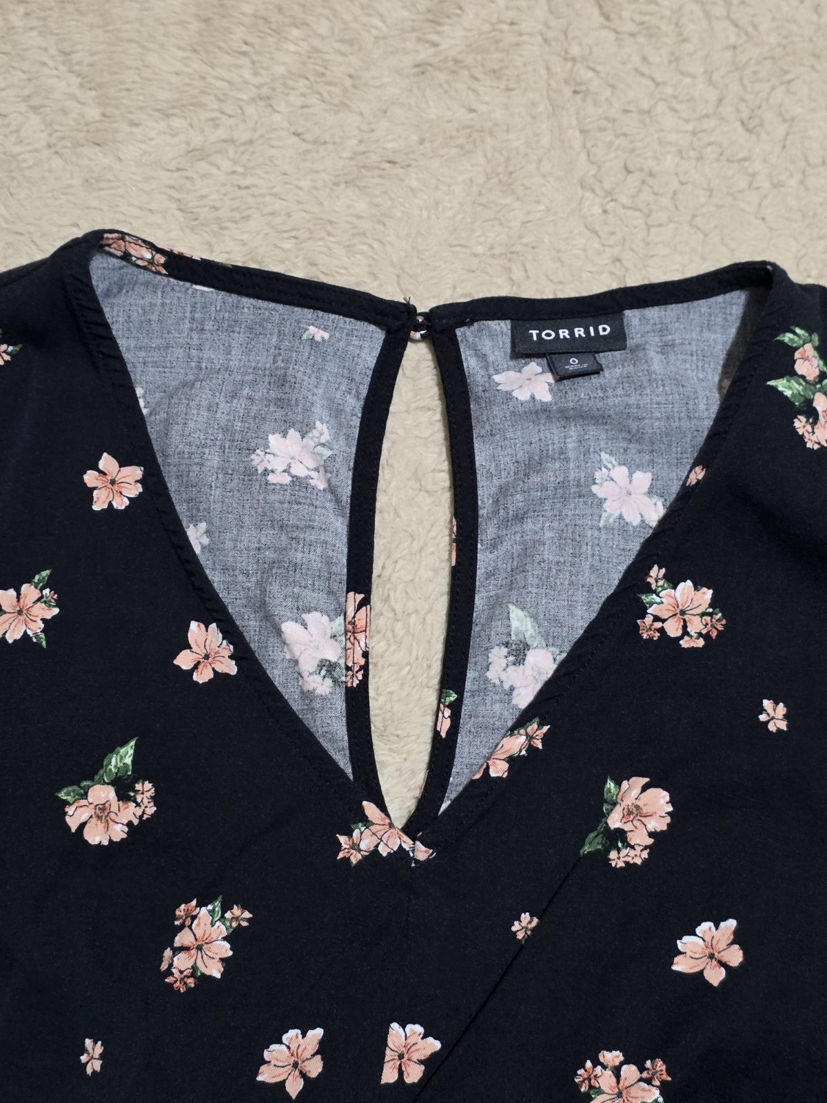 Torrid Size 0 Black Floral Flutter Sleeve Wide Leg Jumpsuit