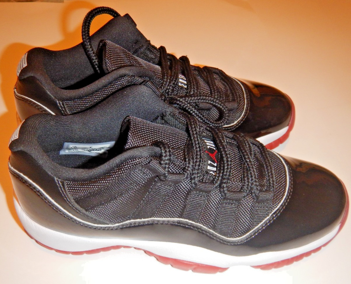 Air Jordan 11 Retro Low Bred GS Size 4.5Y New No Box Black Red White