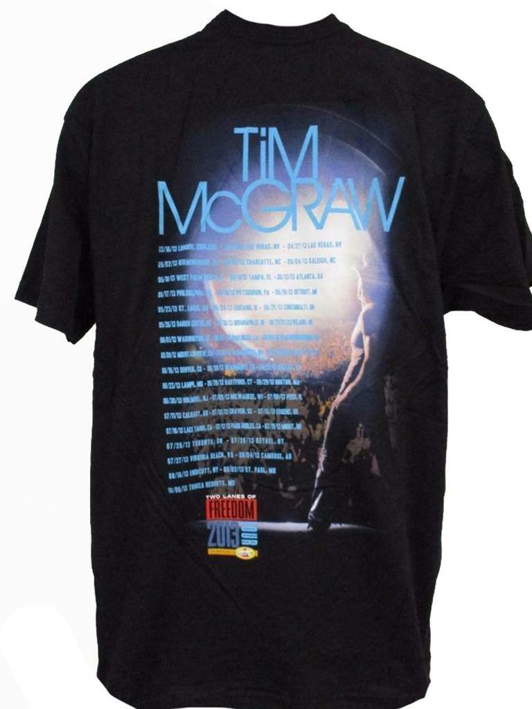 Tim McGraw Mens Sizes S-M-L-XL-2XL 2013 Two Lanes of Freedom Tour Concert Shirt
