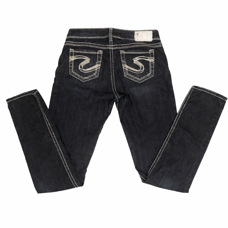 Silver Jeans Co. Women’s Skinny Dark Wash Blue Denim Jeans 5-Pocket Logo