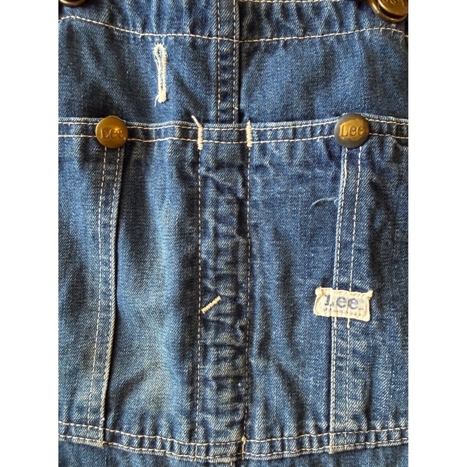 Vintage Lee Jelt Denim Overalls Blue Cotton Workwear Bibs Made in USA 34×26.5