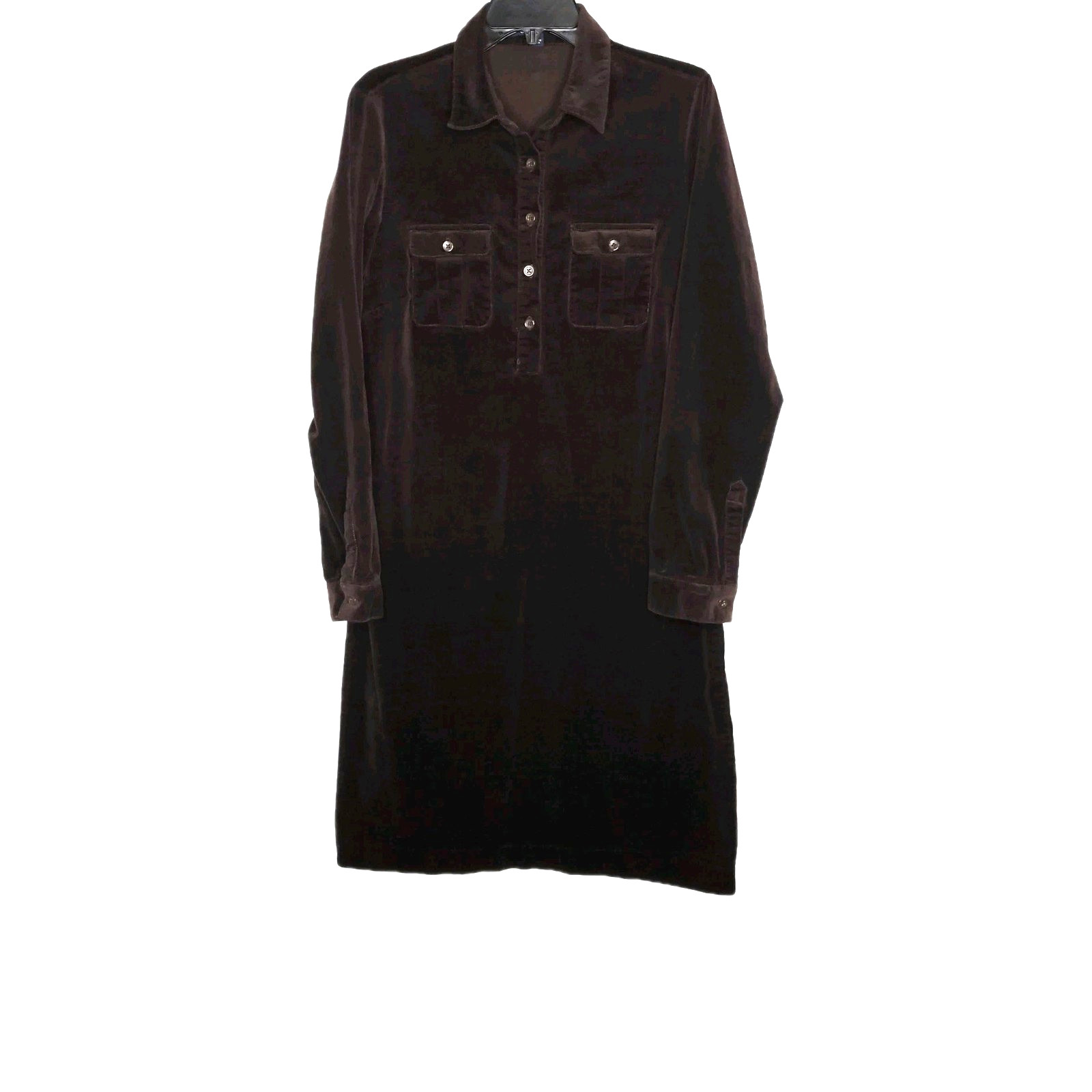 Chadwicks Brown Corduroy Dress SZ 10T Long Sleeve 3/4 Button-Down Midi Shirt