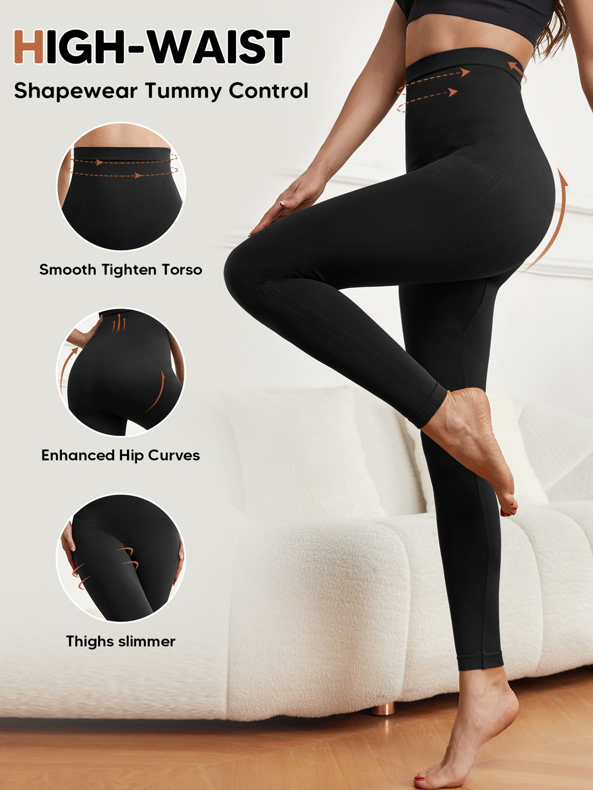 Anti Cellulite Compression Leggings Leg Shaper High Waist Black Pants Shapewear