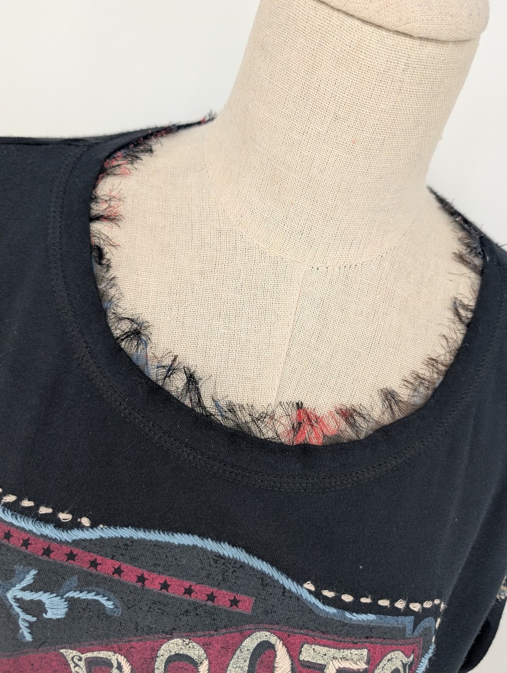 Double D Ranch Fine Boots Tunic L Embroidered Western Sheer Panel Black Top